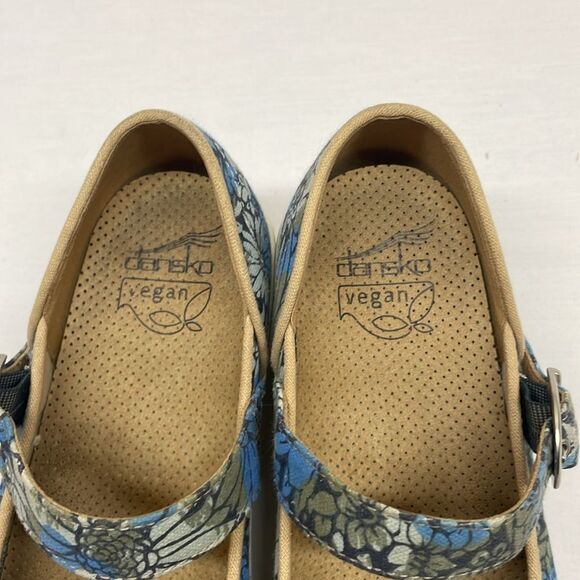 Dansko Vegan Blue Floral Canvas Mary Janes 38 - Picture 3 of 10